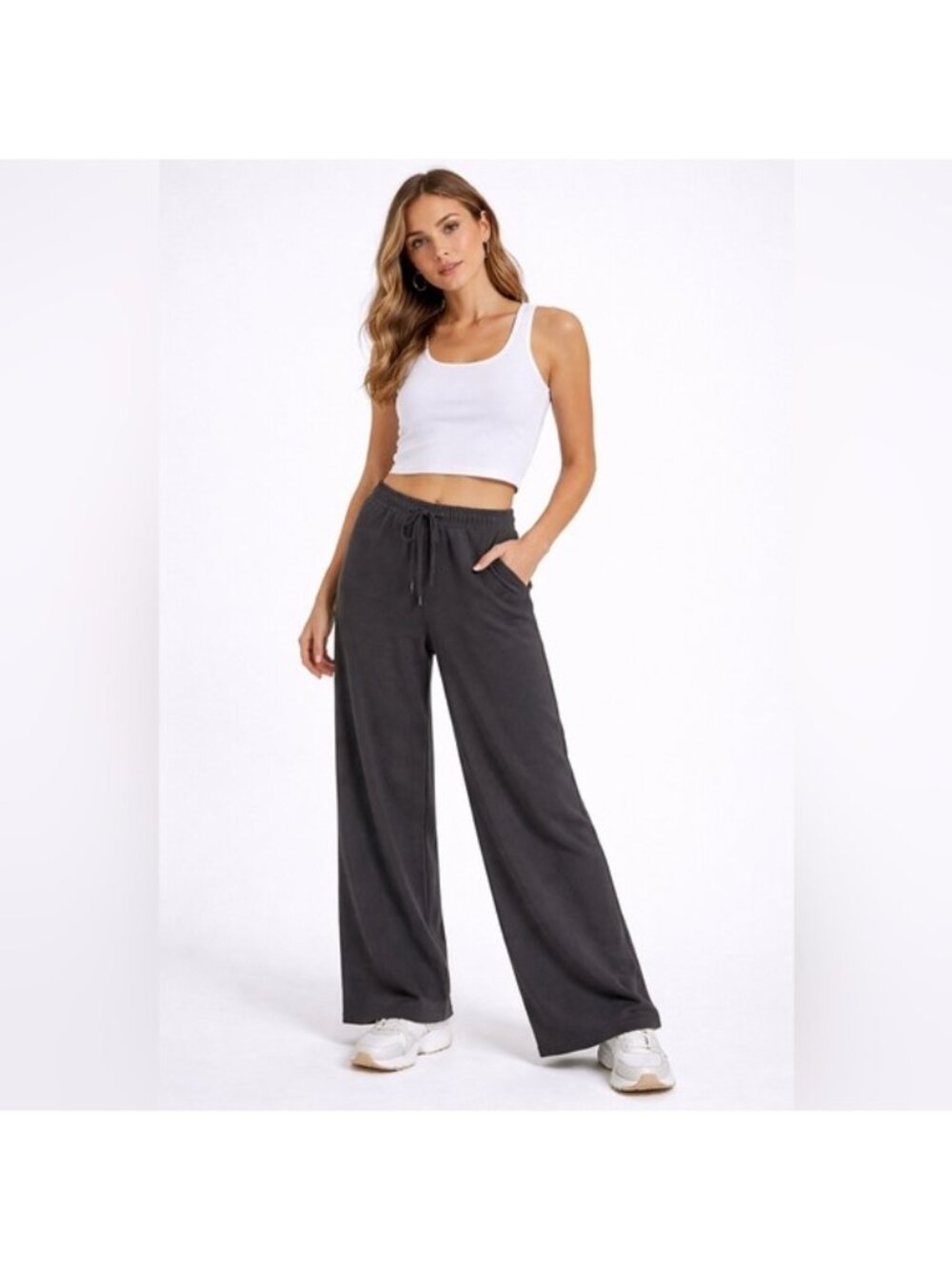 TNA Wide Leg Lounge Pants – Size M – Charcoal Grey